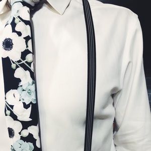 Black and White Pin Stripe Skinny Suspenders